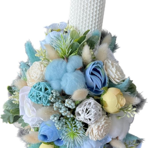 Lumânare Botez din Ceară Naturală de Lux – Elegantă și Fără Fum | Evenimente De Lux